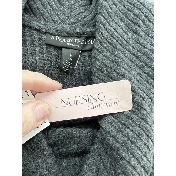 A Pea In The Pod Sweater Womens Small Gray Cowl Neck Nursing Ribbed Tunic Top - Picture 5 of 11